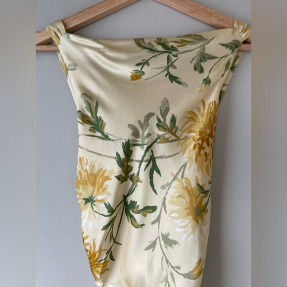 NEW Reformation Anaiis Long Backless Silk Dress Honeyglow Yellow Floral | US 6 - Picture 16 of 16